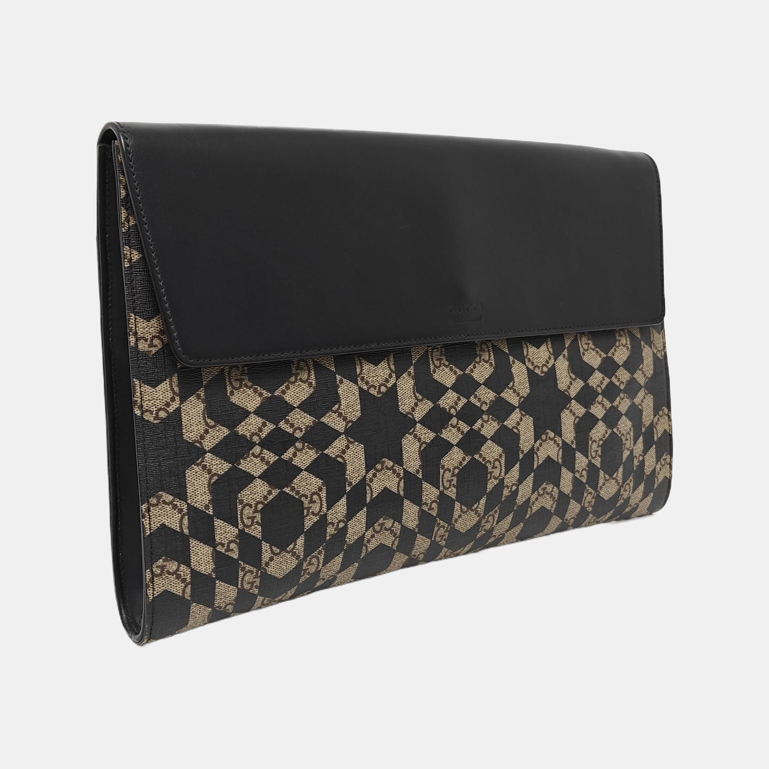 Monogram Coated Canvas Clutch Beige