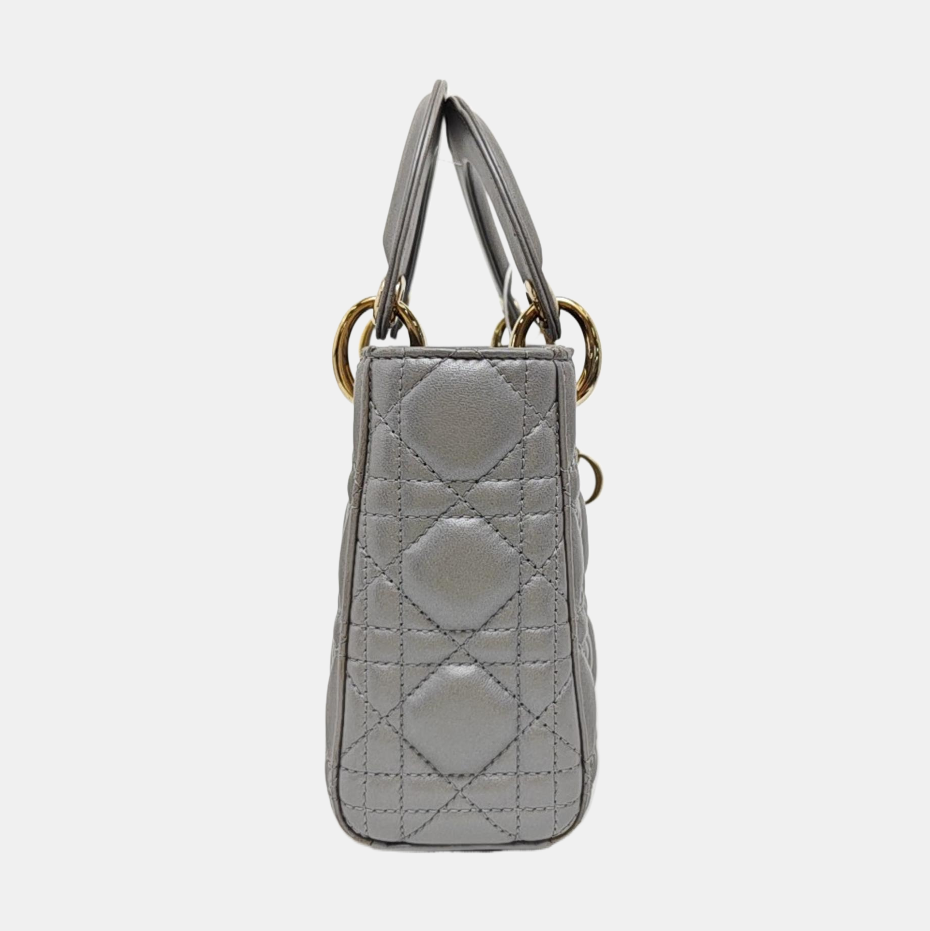 Lady Dior Mini Cannage Lambskin Gray
