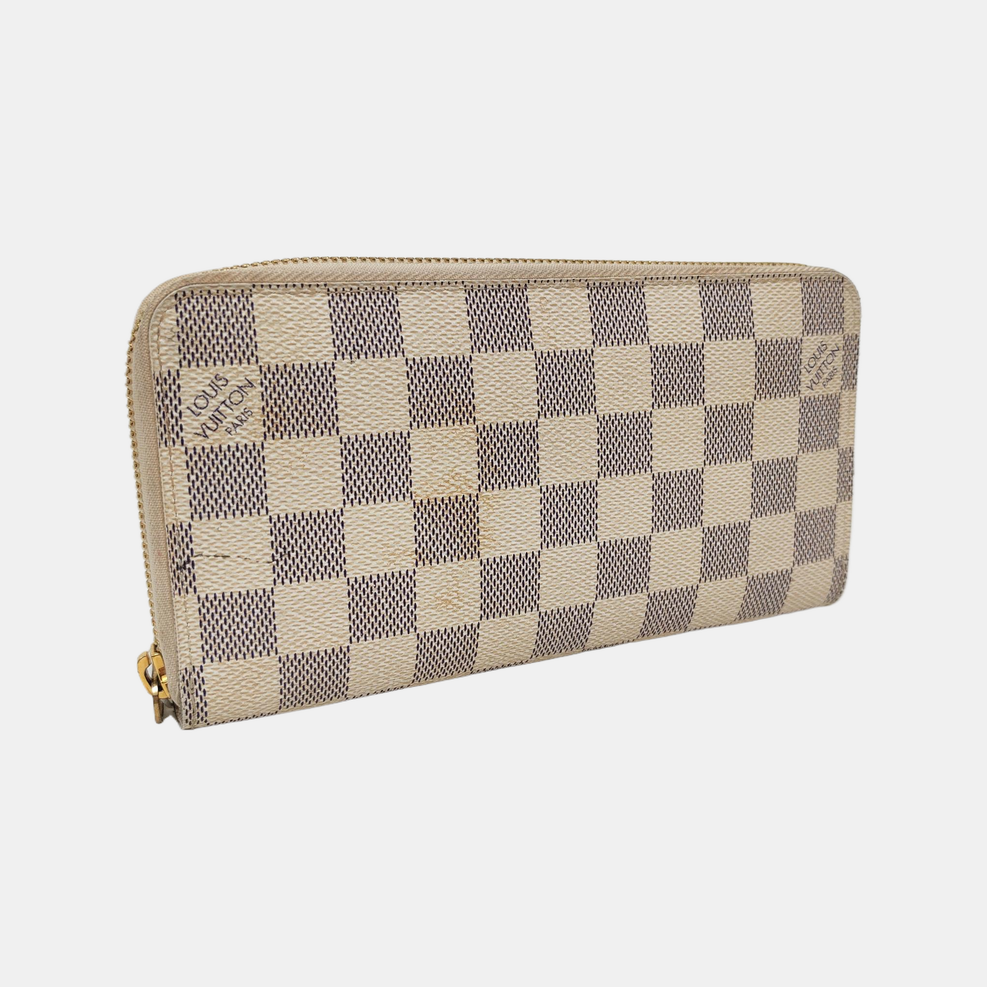 ZIPPY Damier Azur Coated Canvas White Wallet
