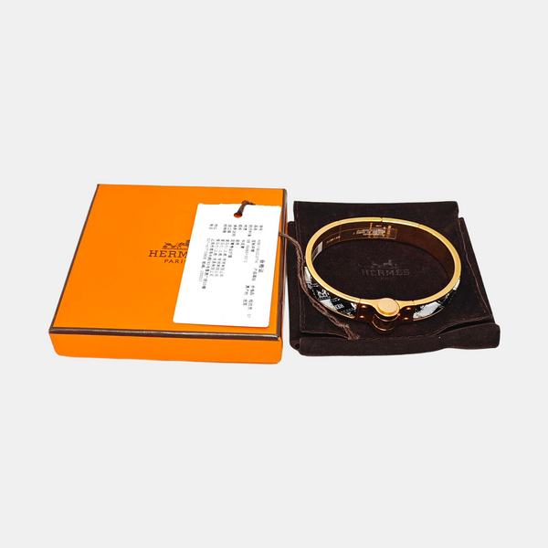 Enamel Hinged Bracelet Metal Rose Gold Bangle