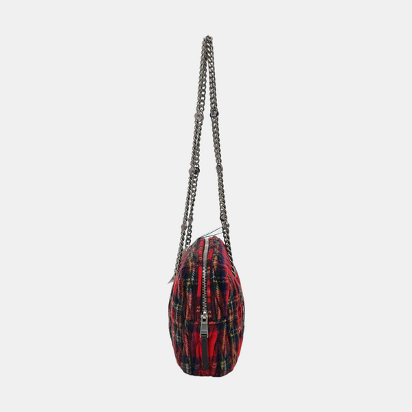 Quilted Fabric Shoulder Bag Red