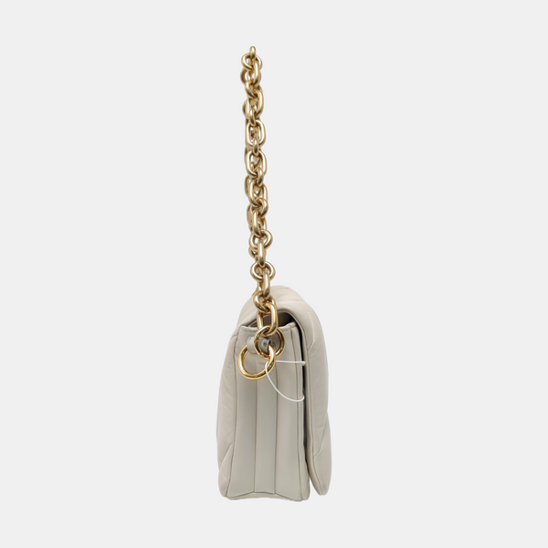 Quilted Lambskin Shoulder Bag White