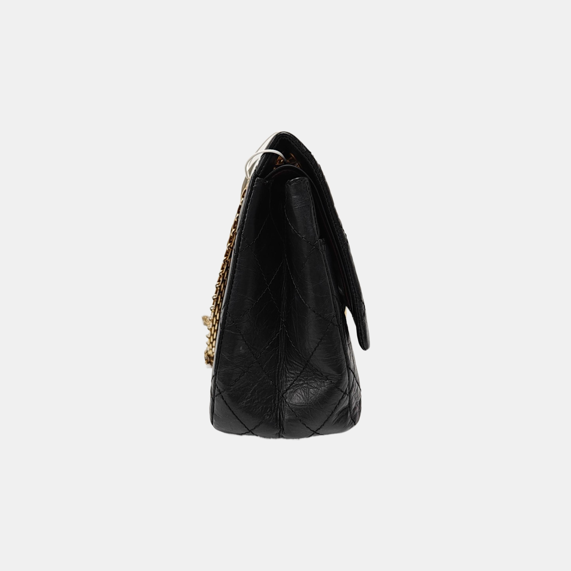 2.55 Maxi Quilted Waxed Cafskin Black