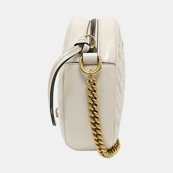 GG Marmont Mini Quilted Calfskin White