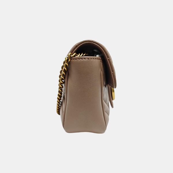 GG Marmont Mini Quilted Calfskin Beige