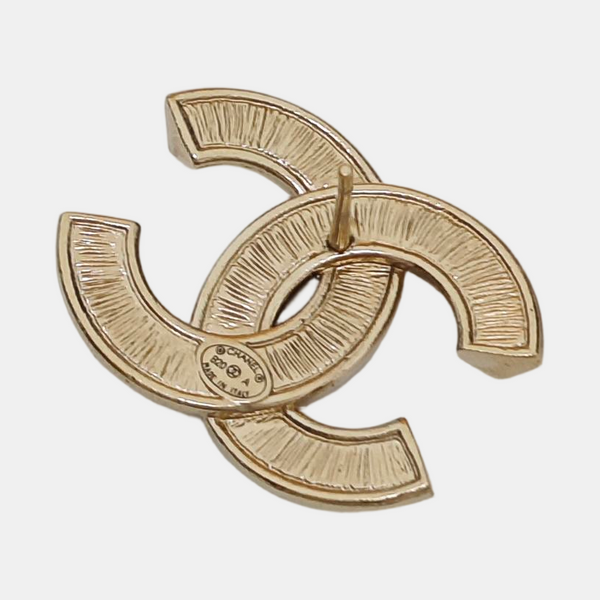 CC Logo Metal Gold Stud Earrings