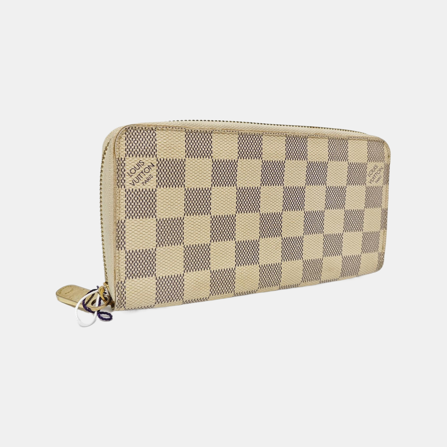 ZIPPY Damier Azur Coated Canvas White Wallet