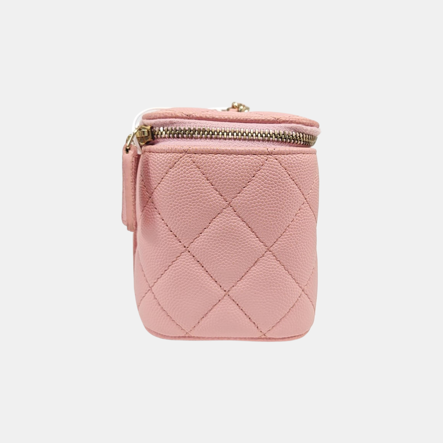 VANITY CASE Small Quilted Grained Calfskin Pink