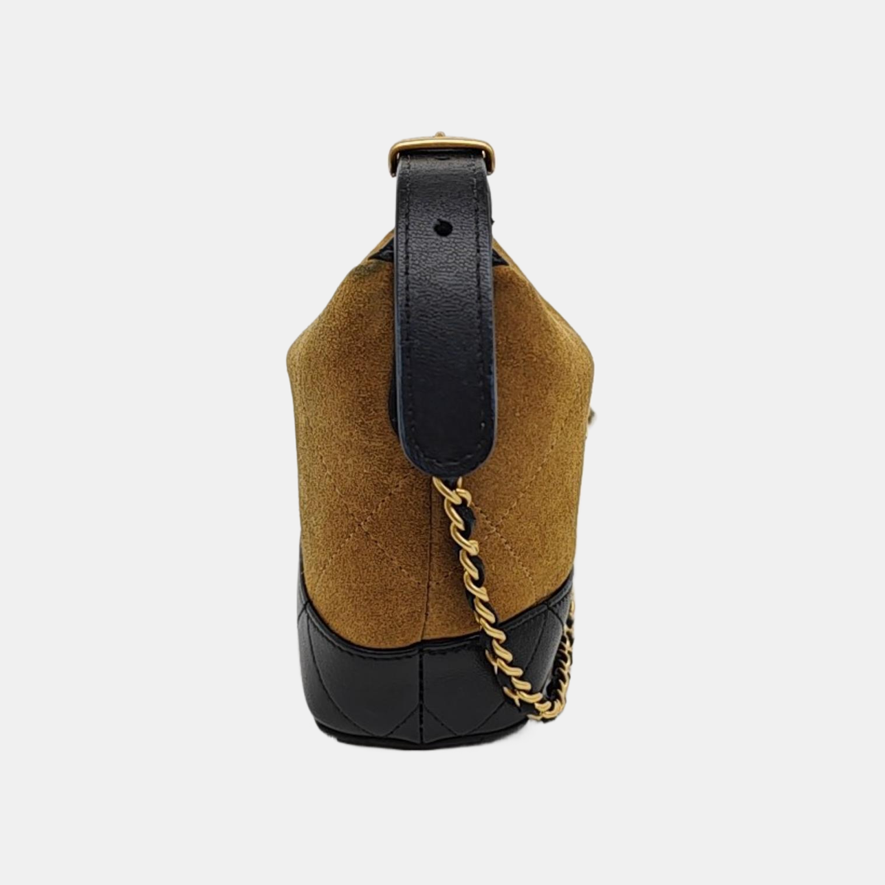 Quilted Suede Shoulder Bag Brown