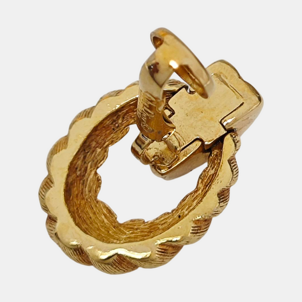 Twist Round Metal Gold Clip On Earrings