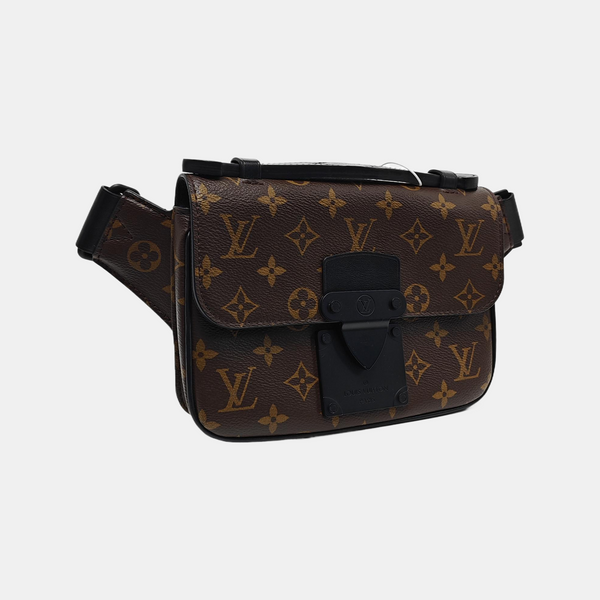 S LOCK Monogram Coated Canvas Brown