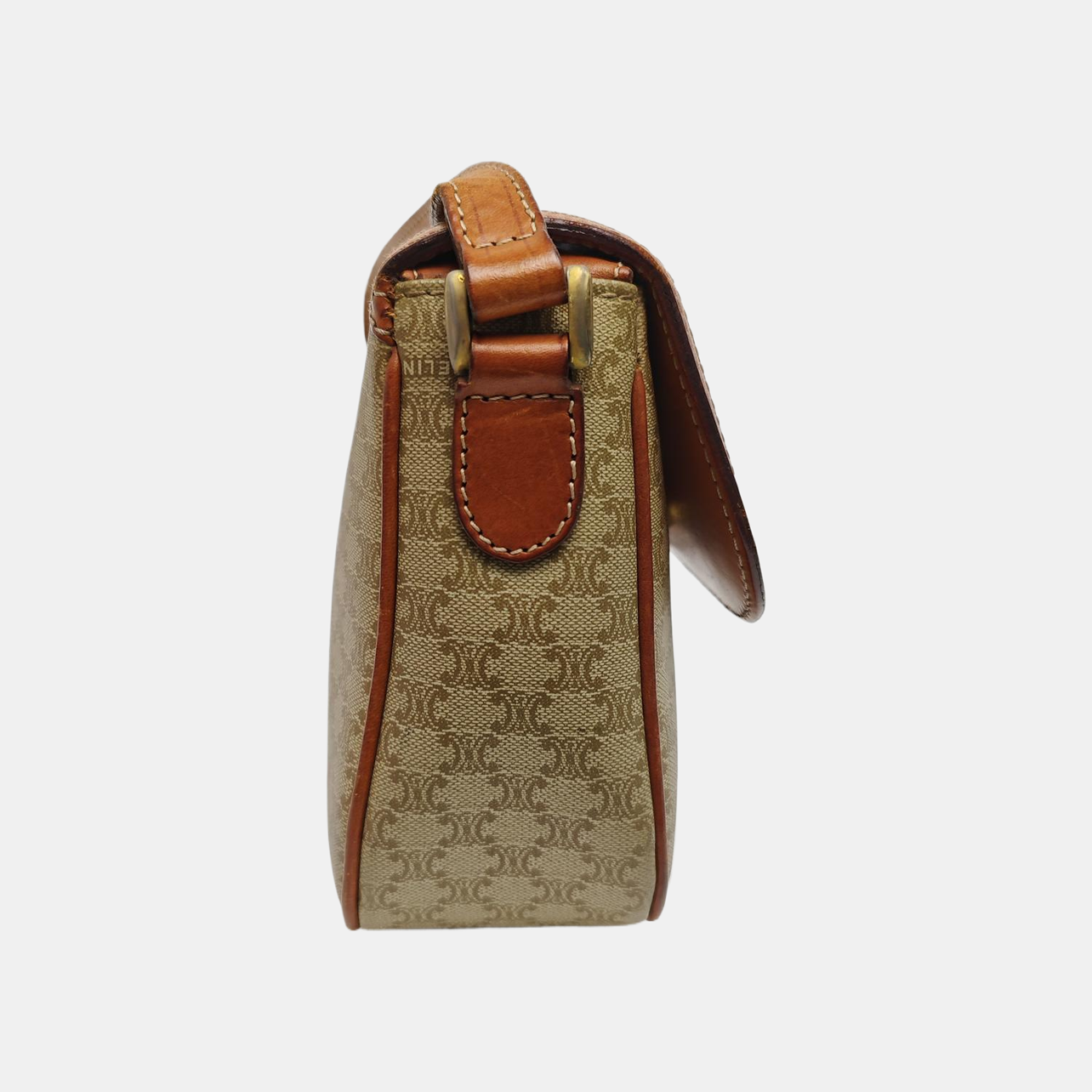 Coated Canvas Shoulder Bag Beige