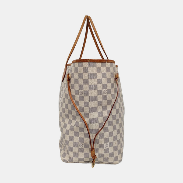 NEVERFULL GM Damier Azur Coated Canvas White