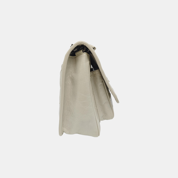 NIKI Small Chevron Calfskin White