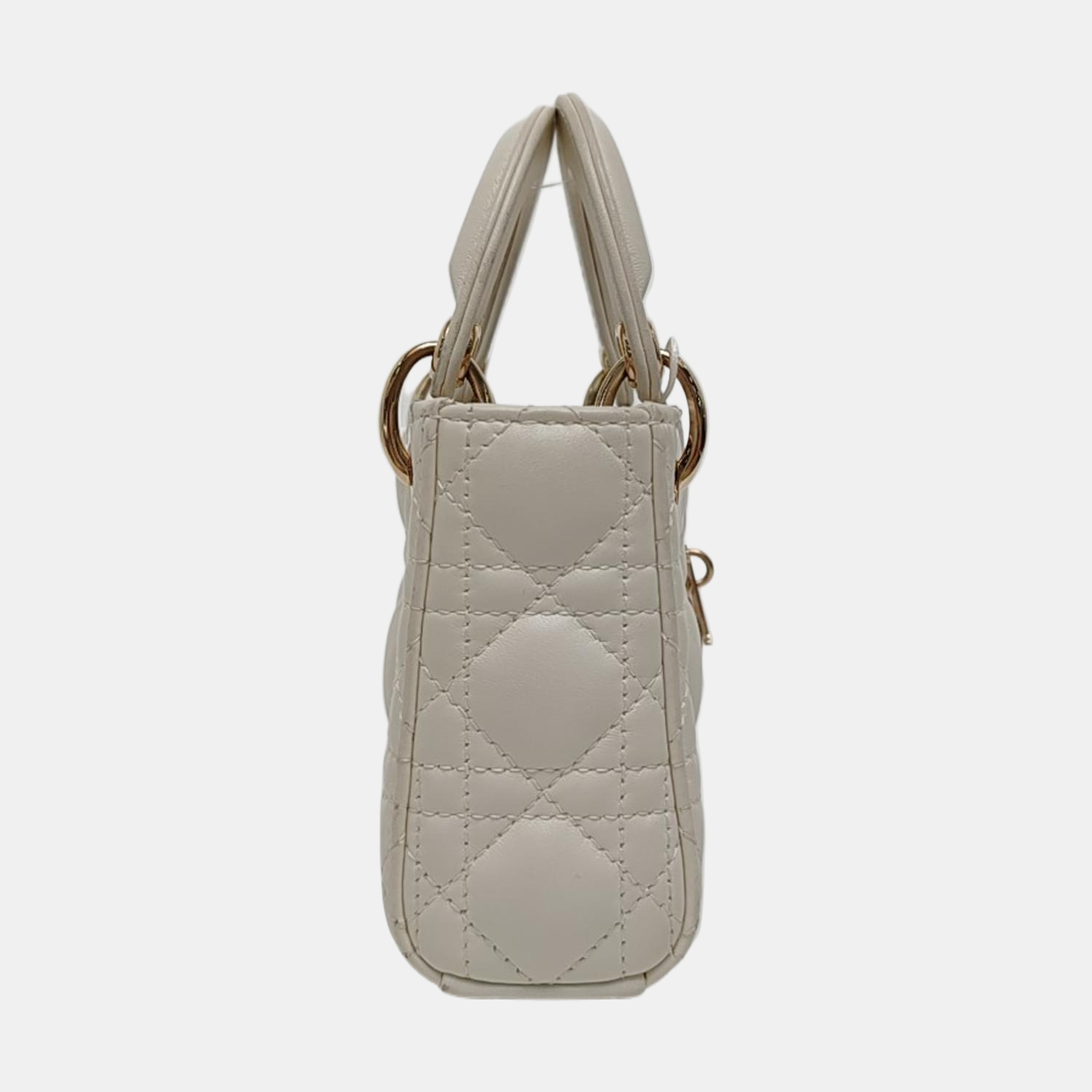 Authenticated pre-owned  Lady Dior Super Mini Cannage Lambskin White - Tote Bag at Looply