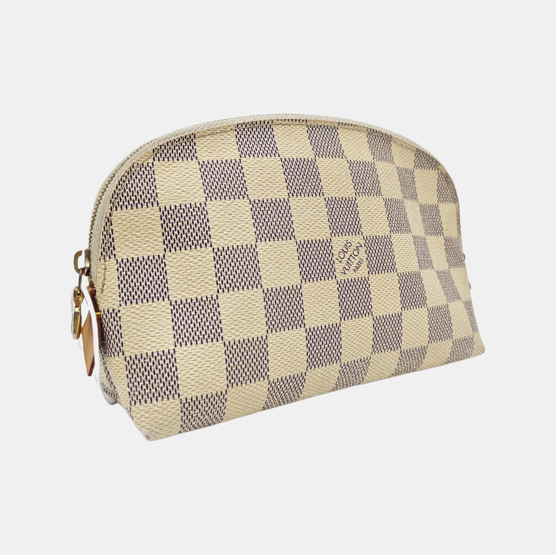 COSMETIC PM Damier Azur Coated Canvas White