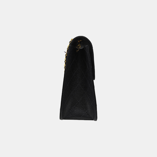 CLASSIC FLAP Jumbo Quilted Grained Calfskin Black