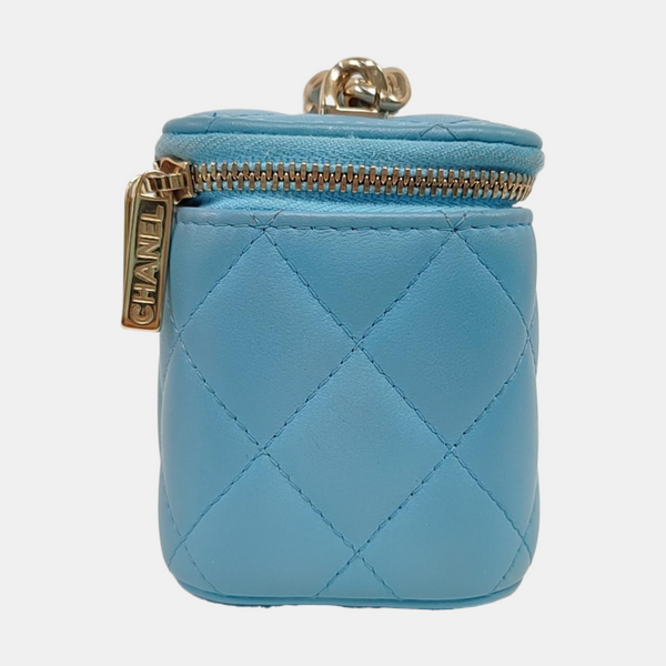 Authenticated pre-owned  VANITY CASE Small Quilted Lambskin Blue - Shoulder Bag at Looply