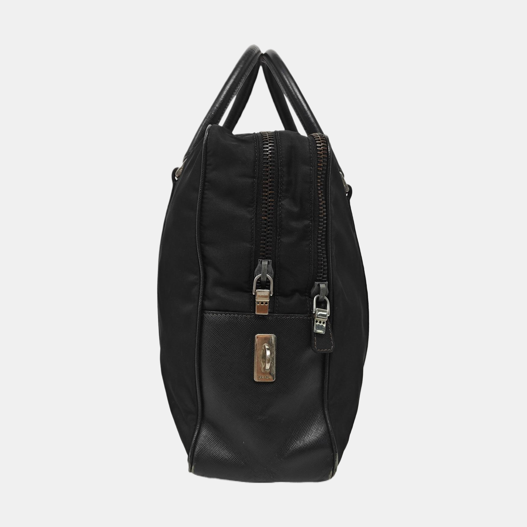 Nylon Top Handle Bag Black