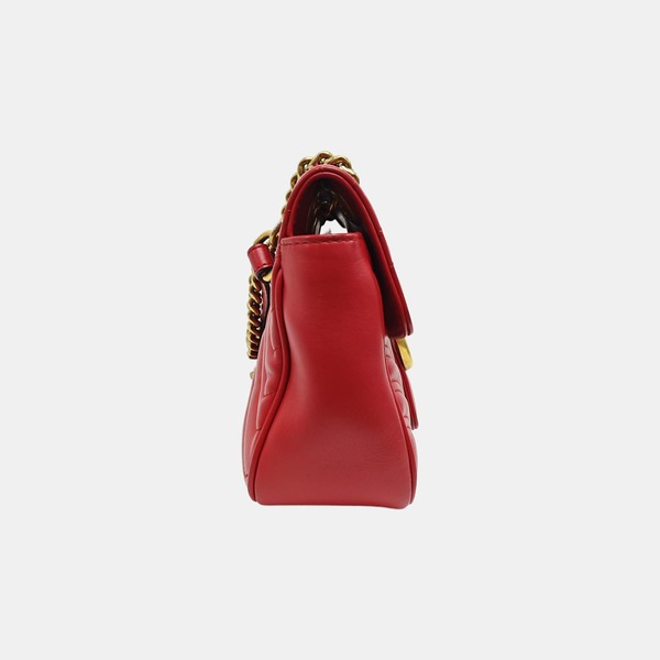 GG Marmont Medium Quilted Calfskin Red