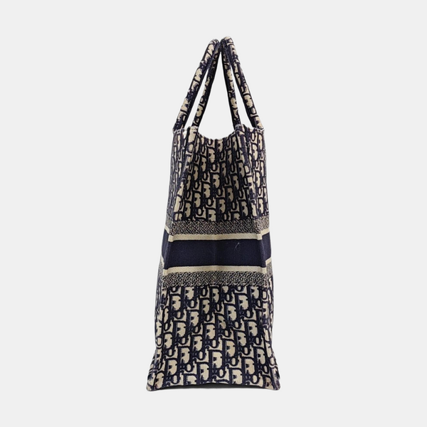 Book Tote Large Oblique Canvas Beige