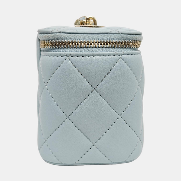 VANITY CASE Small Quilted Lambskin Blue