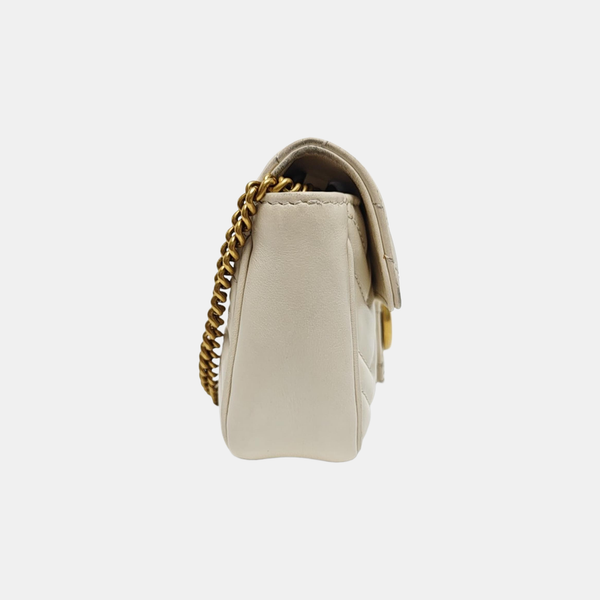 GG Marmont Mini Quilted Calfskin White