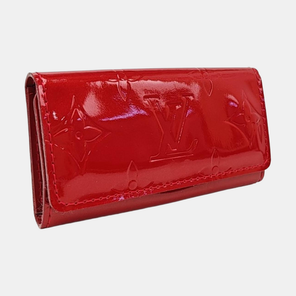 Monogram Patent Leather Key Pouch Red