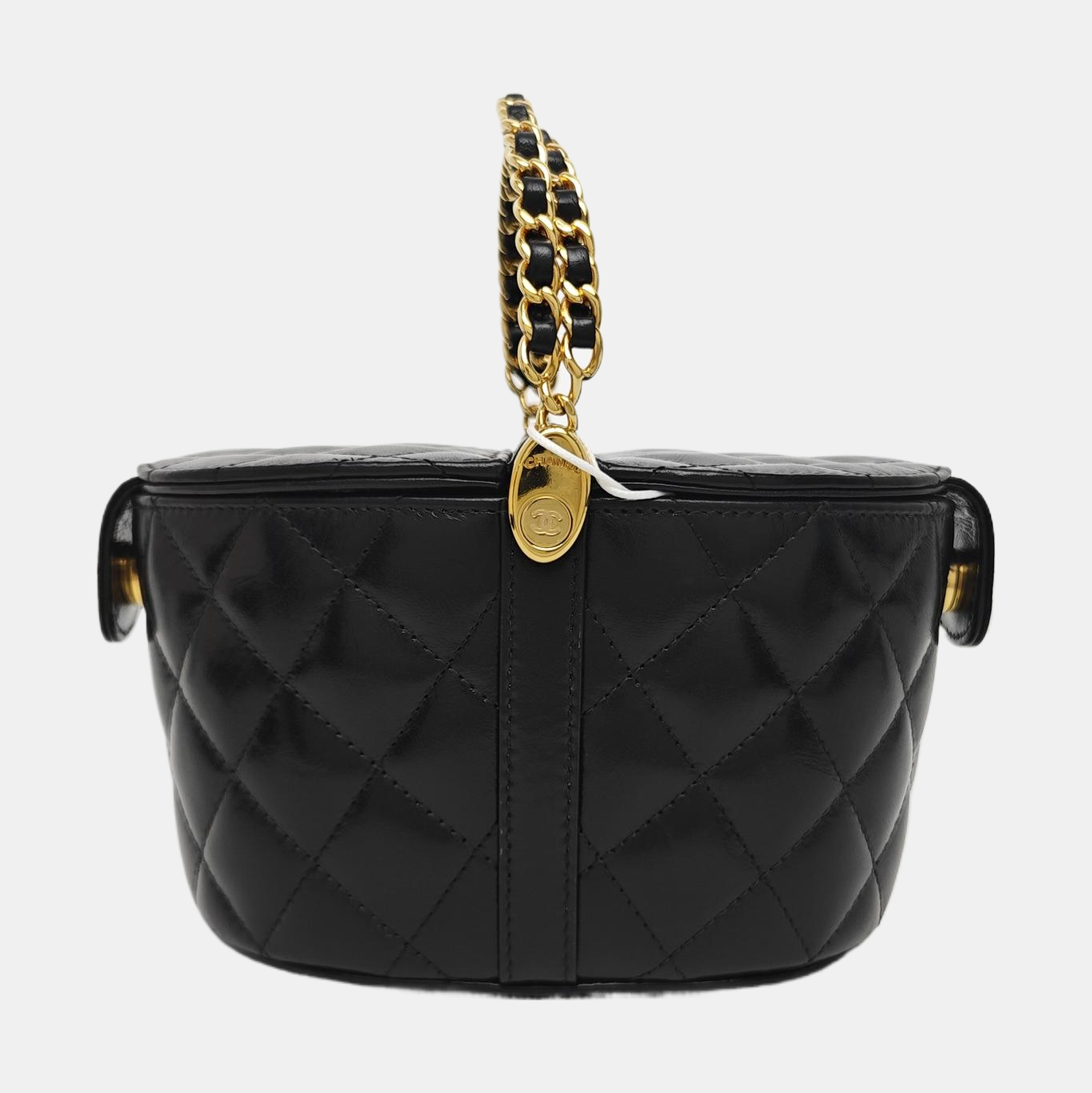 Quilted Calfskin Top Handle Bag Black