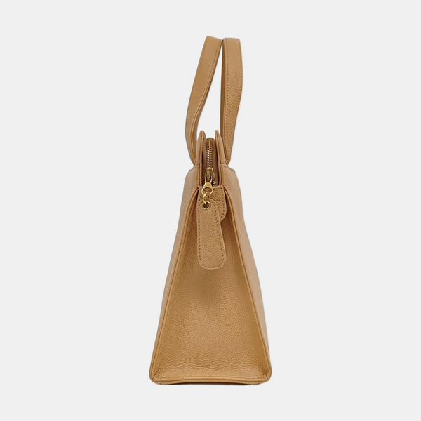 LOGO EMBROIDERED Grained Calfskin Beige