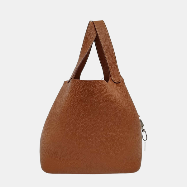 Authenticated pre-owned  Picotin Lock 22 Clemence Brown - Bucket Bag at Looply