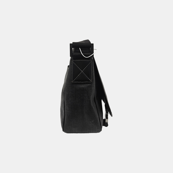 Coated Canvas Crossbody Bag Black