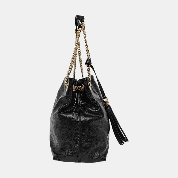 Soho Large Quilted Patent Leather Black