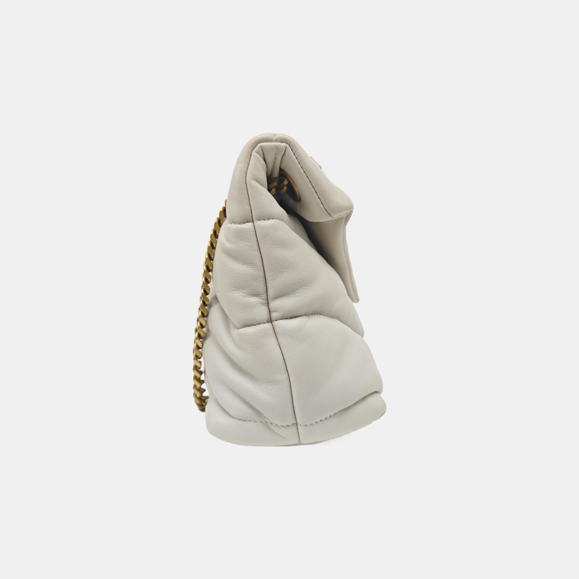 PUFFER Small Quilted Lambskin White