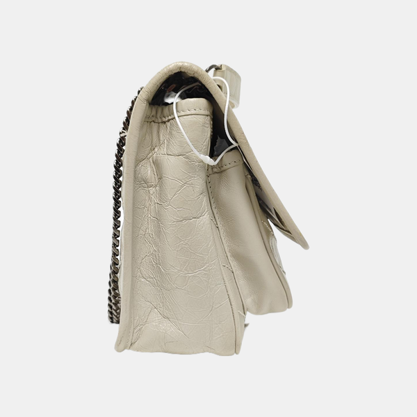 NIKI Small Chevron Calfskin White