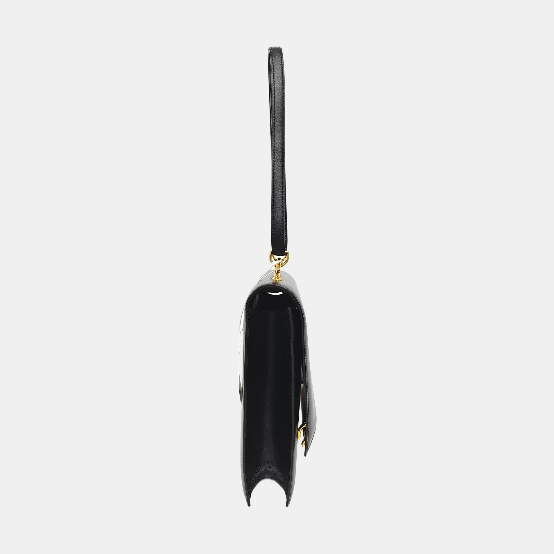 Box Calf Shoulder Bag Black
