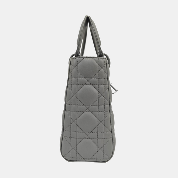Authenticated pre-owned  Lady Dior Small Quilted Lambskin Grey - Tote Bag at Looply