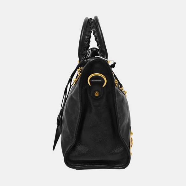 Classic Metallic Edge City Medium Lambskin Black