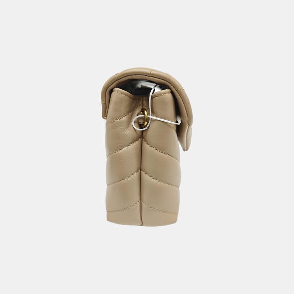 LOULOU Extra Small Chevron Calfskin Beige
