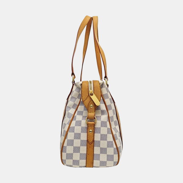 STRESA PM Damier Azur Coated Canvas White