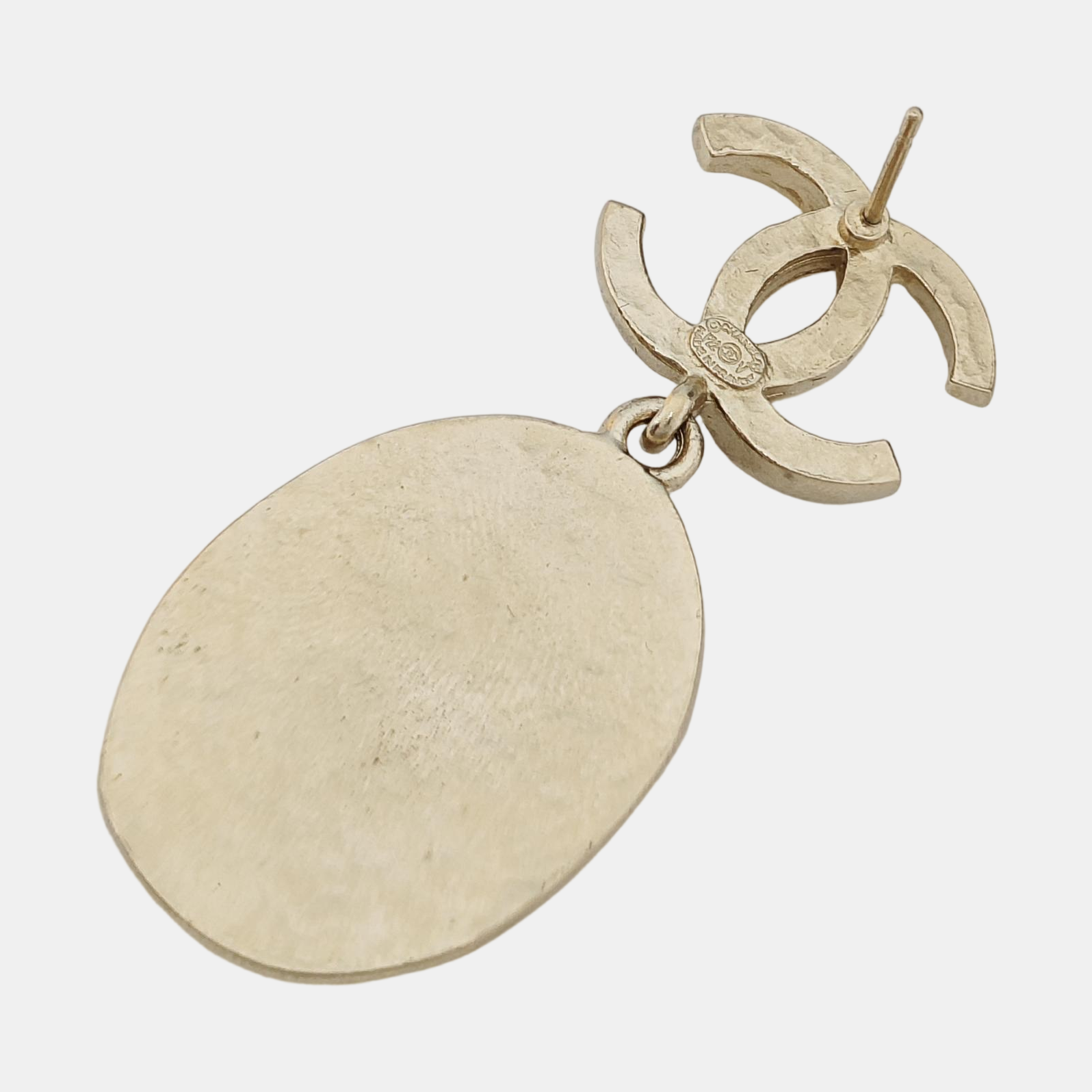 CC Logo Metal Gold Stud Earrings