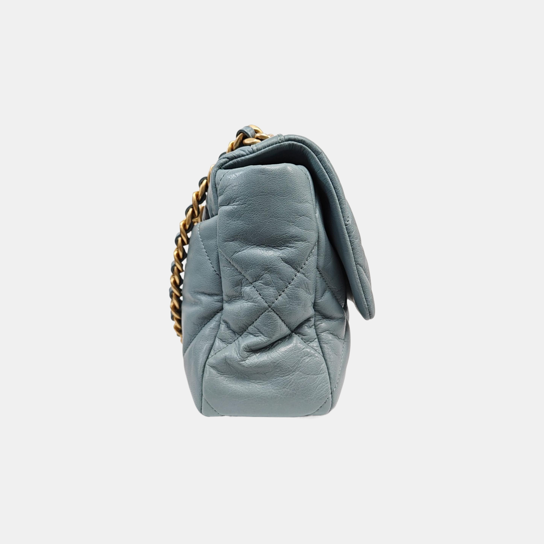 CHANEL 19 Large Quilted Lambskin Blue