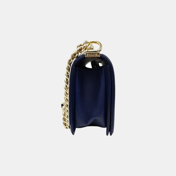 BOY CHANEL Medium Quilted Calfskin Blue