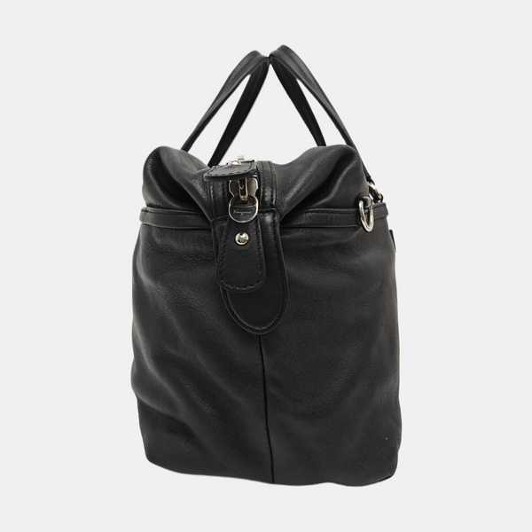 Calfskin Top Handle Bag Black