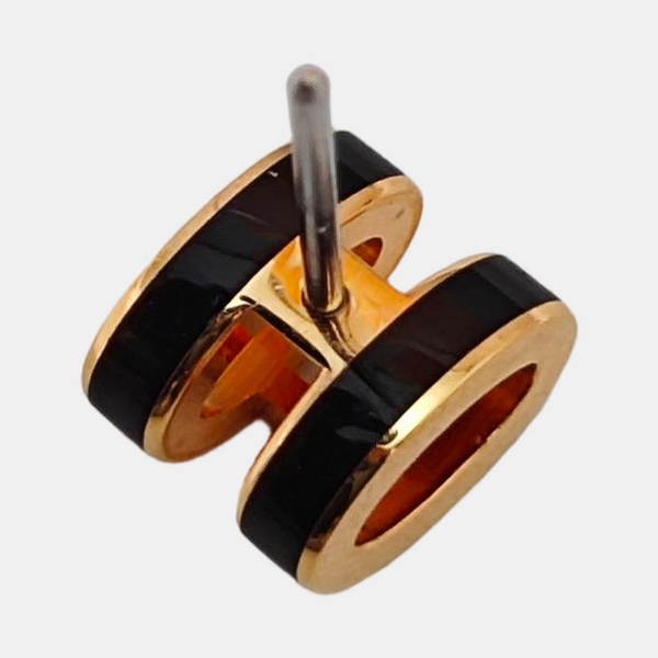 Pop H Metal Black Stud Earrings