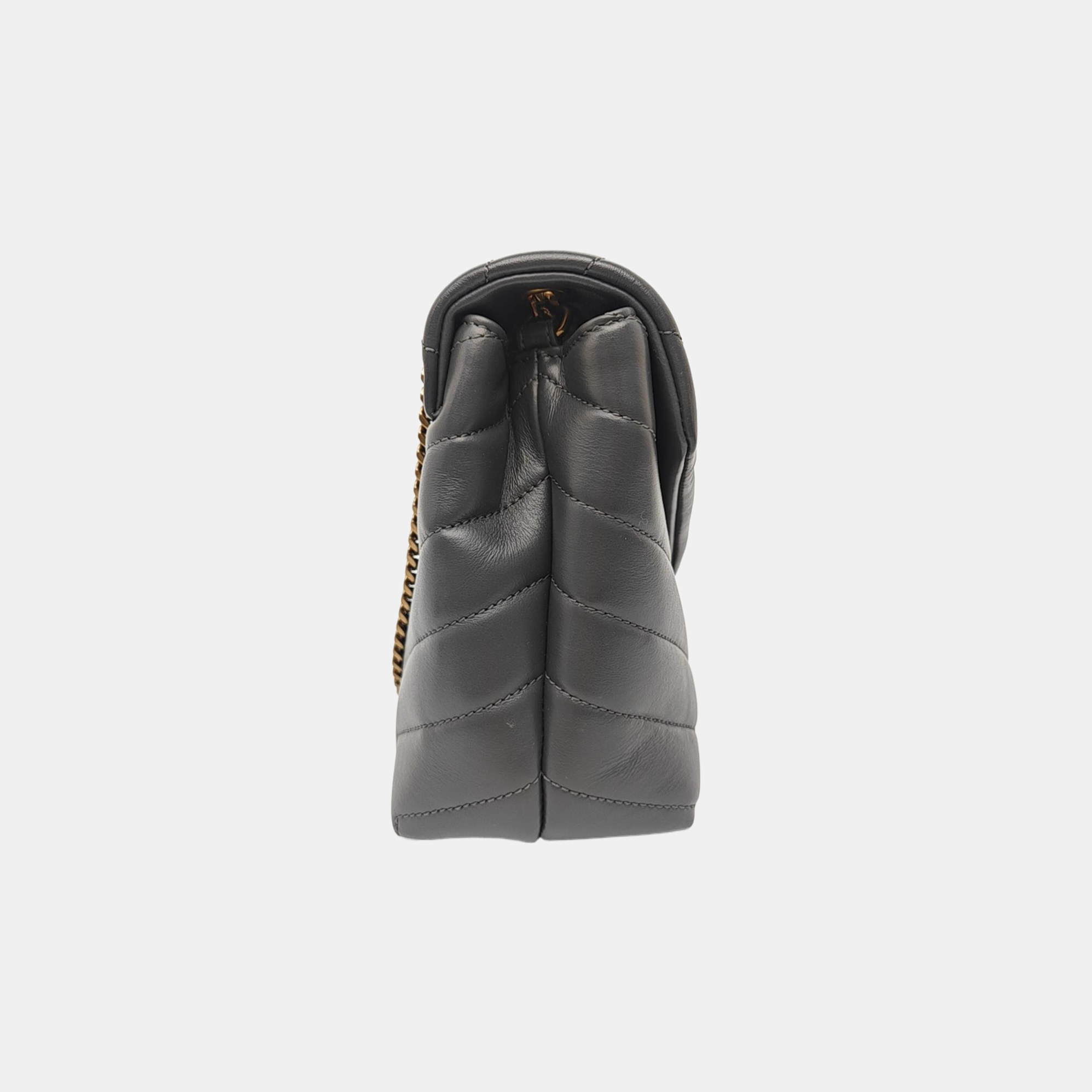 LOULOU Small Quilted Calfskin Gray