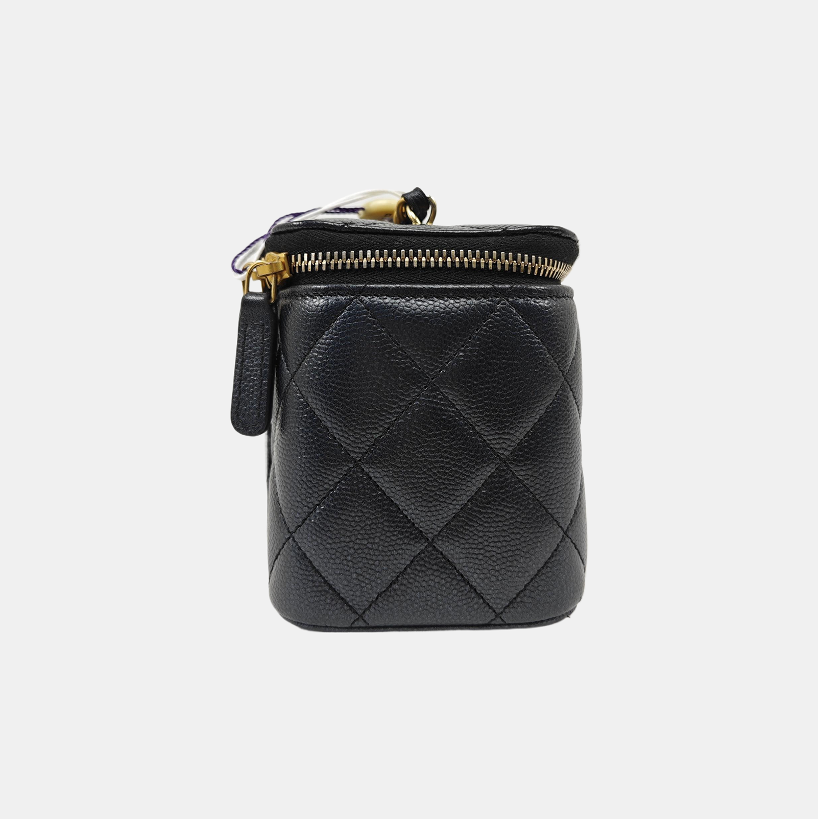 VANITY CASE Small Quilted Grained Calfskin Black