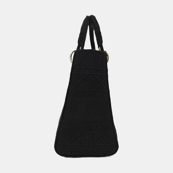 Lady D-Lite Medium Cannage Canvas Black
