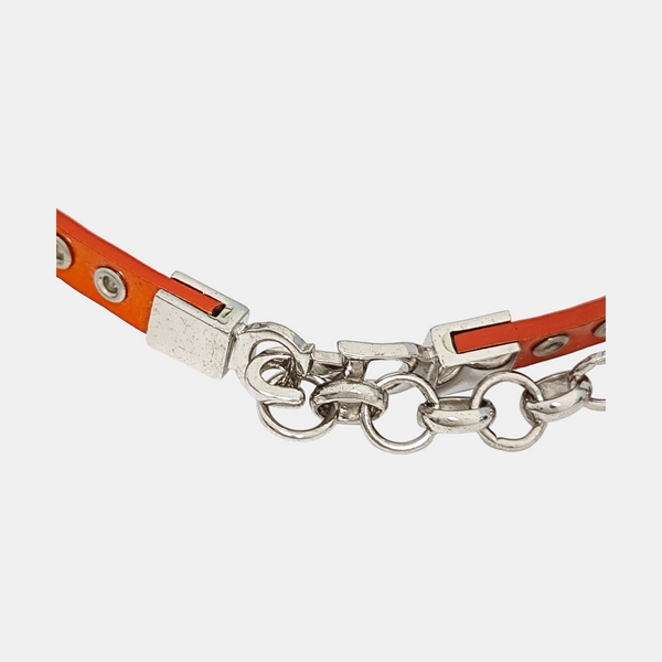 Bow Leather Orange Necklace