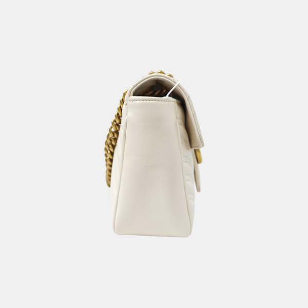 GG Marmont Medium Quilted Calfskin White